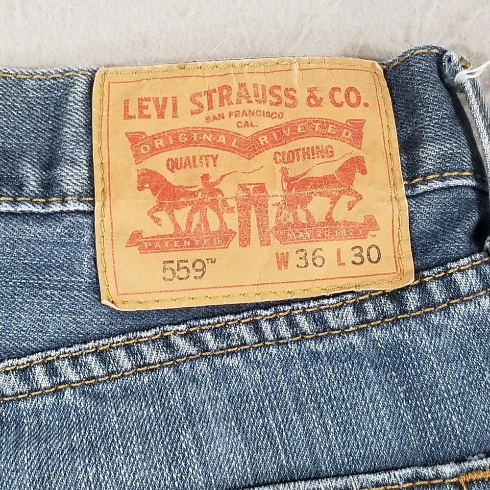 Levi's 559 jeans men's 36x30 relaxed fit straight blue denim pants retro - Picture 10 of 12